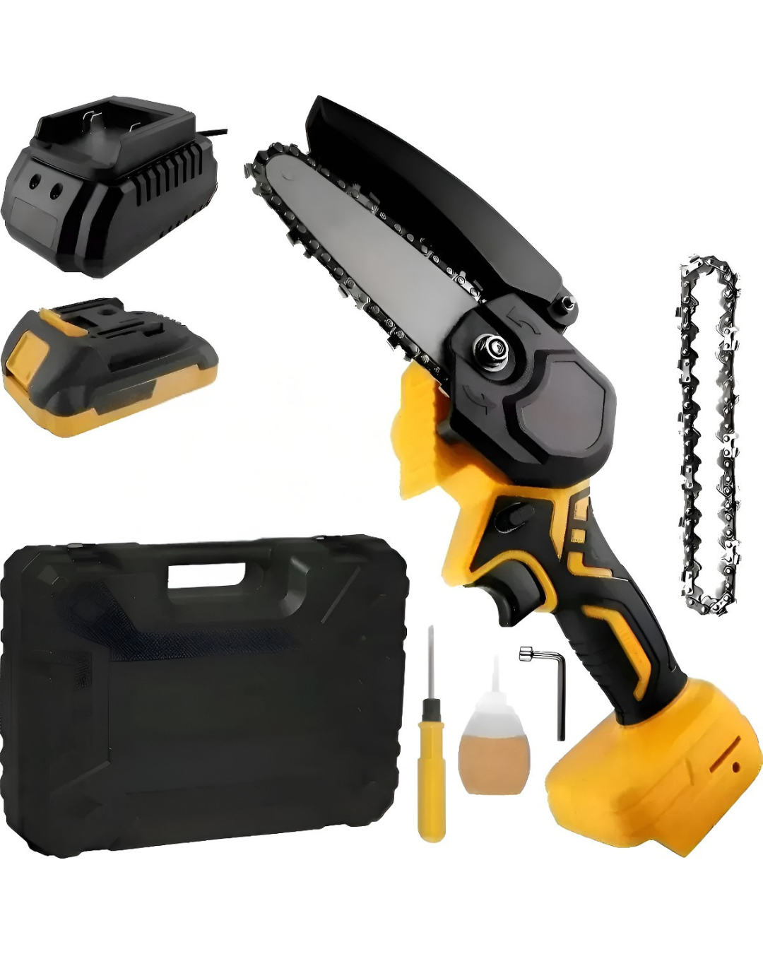Mini Motosierra Inalámbrica 21V | Espada 6” Ultra Ligera con LED